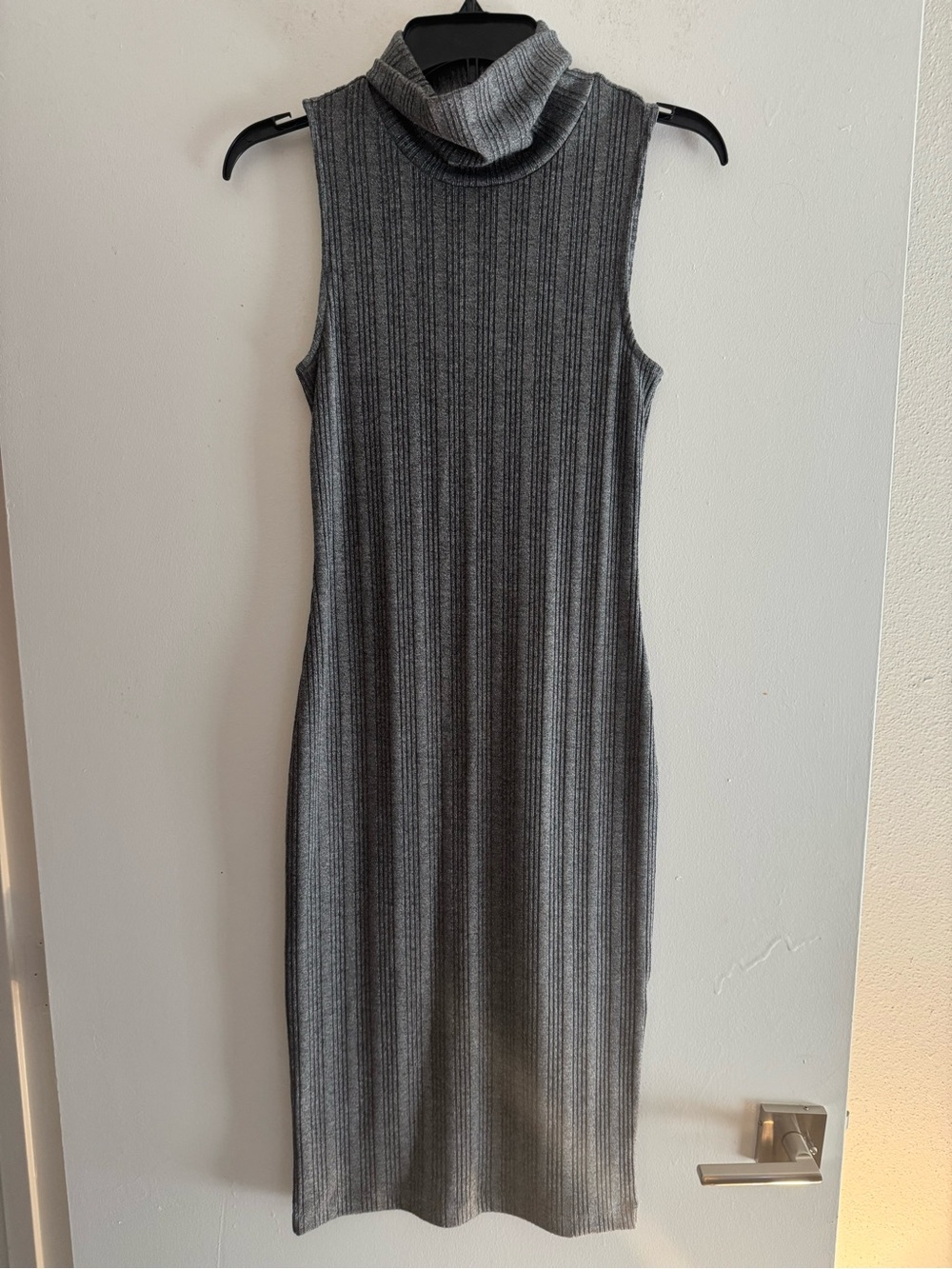 Nine West Women’s Grey Ribbed Sleeveless Turtleneck Midi Dress Size S